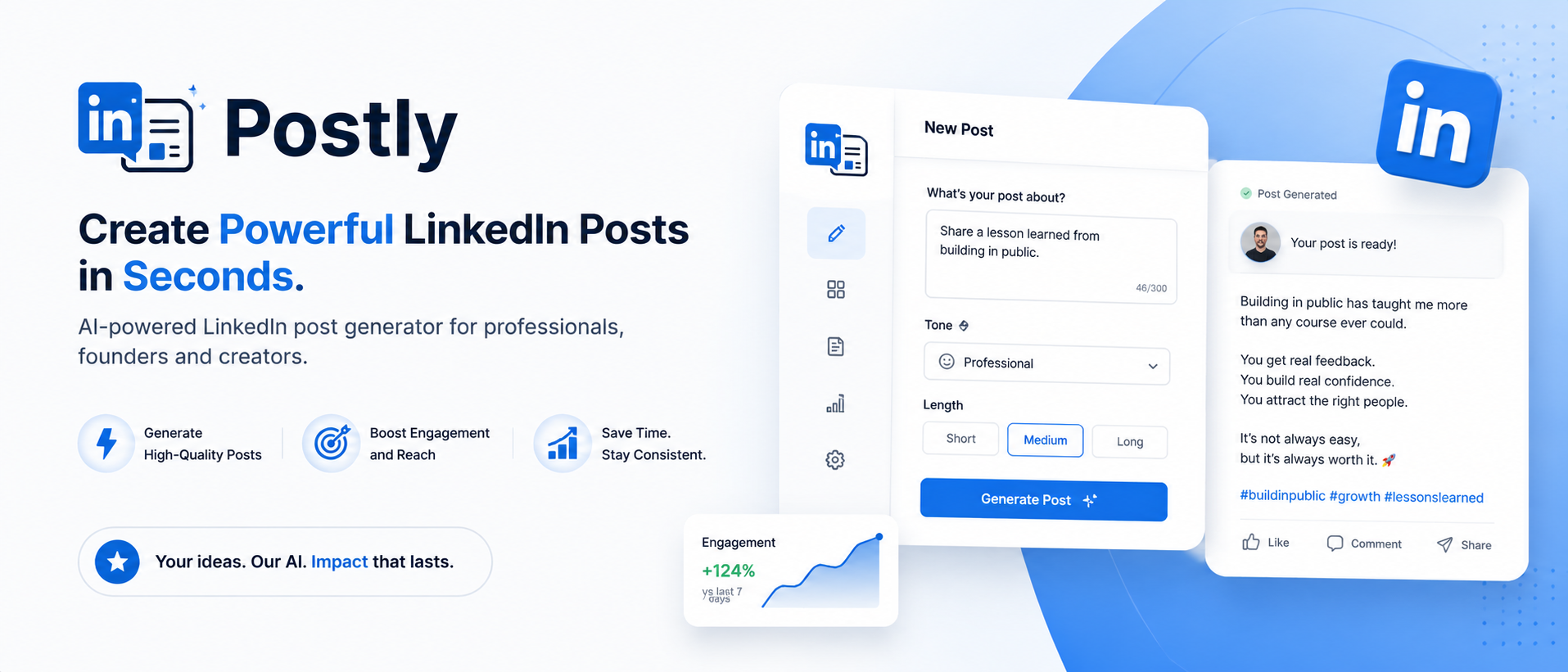 Postly - Create human-sounding LinkedIn posts that build authority!